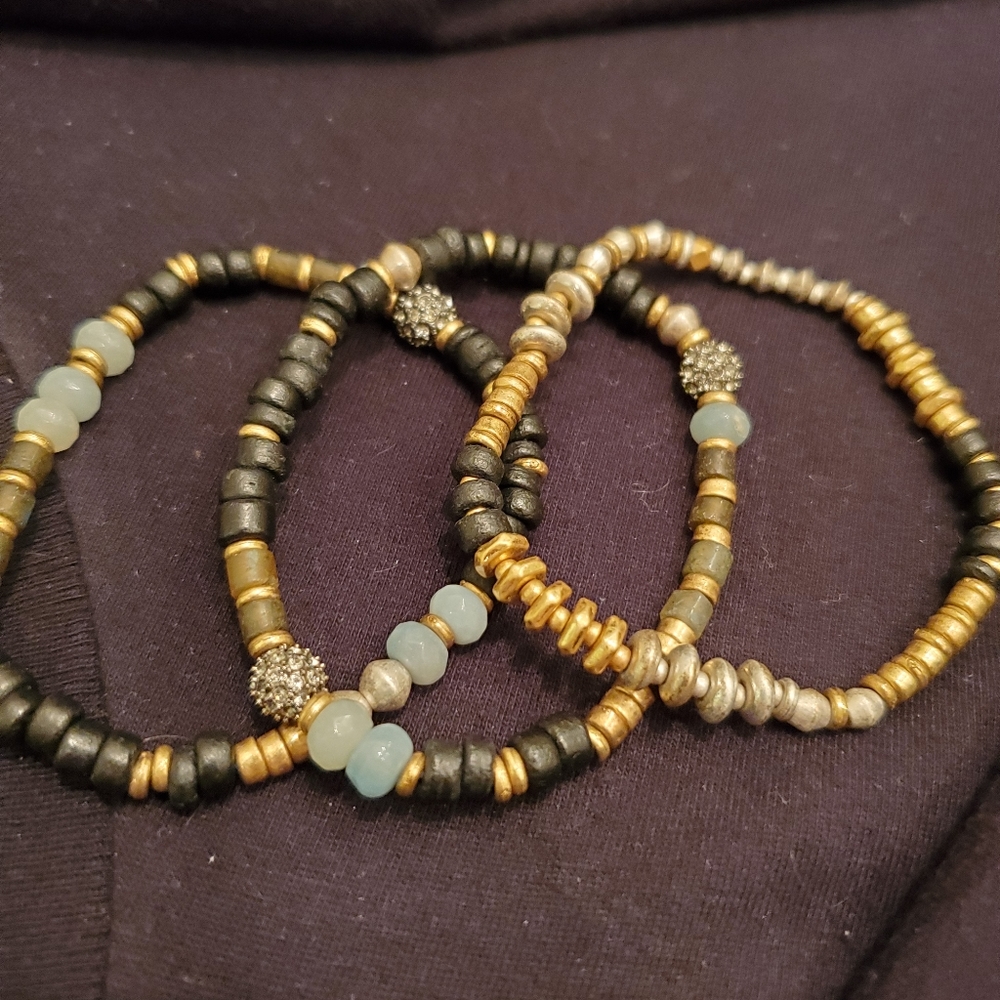 Stella & Dot set of three beaded bracelets